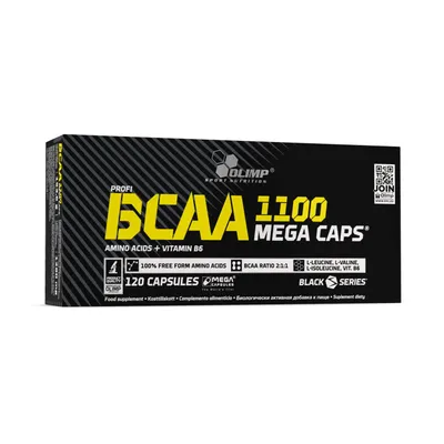 Obrázek produktu pro Olimp Nutrition BCAA MEGA CAPS, Tableta, L-isoleucin, L-leucin, L-valin, Vitamín B6, 120 kusů, free amino acids (43 % L-leucine, 21,5 % L-valine, 21,5 % L-isoleucine), emulsifier – soy..., CE