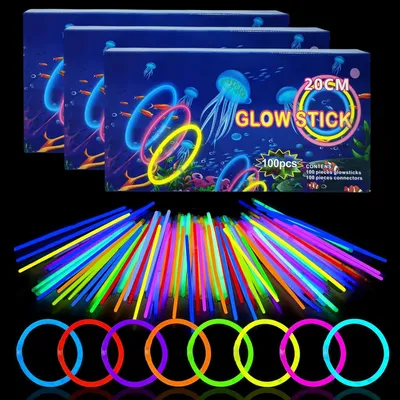 Imagen del producto de Varillas luminosas amarillas, 100 unidades, 20 cm, para fiestas y Halloween