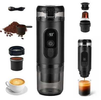 Tragbare Kaffeemaschine, LED-Anzeige, für Kapseln & gemahlenen Kaffee