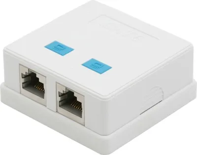 Image de Boîtier mural double RJ45 – Cat6 FTP – 8P8C – Montage en surface – Prise réseau – Blanc – 1 pièce [05397B]