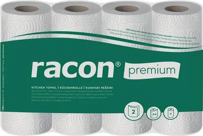 Produktbild von Küchenrolle racon Premium K-2 B220xL250ca.mm weiß 2-lagig,perforiert 4 Rl./PAK