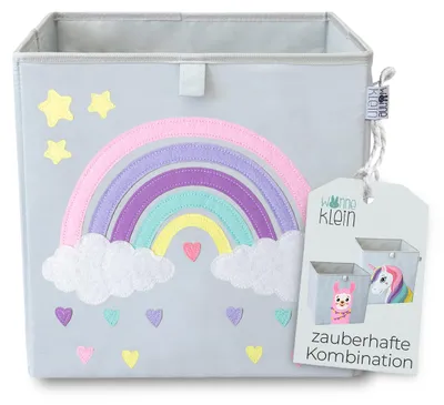 Image de Boîte de rangement pour enfants, 33 x 33 x 33 cm – Caisse à jouets pliable avec motifs d'animaux – Boîte de rangement pour l'étagère Kallax – Espace de rangement pour les jouets, les livres et les peluches dans la chambre d'enfant