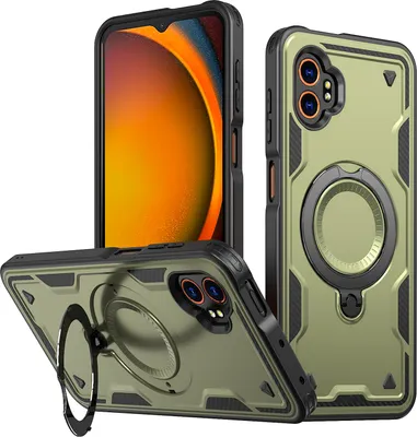 Image de Étui double couche pour Samsung Galaxy XCover7 Pro, étui de protection magnétique avec anneau et support Vert