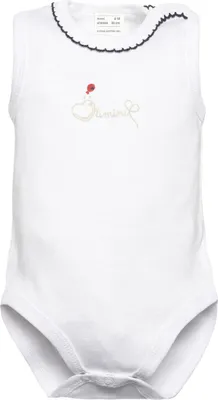 Productafbeelding van Babyromper met brede schouderbandjes, wit, model "Olimpias"