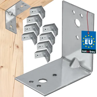 Obrázok produktu pre KOTARBAU® Sada 100 ks uhlových spojok, regálové uholníky 60x60x40 mm, uholníky pre ťažké zaťaženie, dorazové uholníky, vystužené kovové uholníky, stavebné spojky, pozinkovaná oceľ
