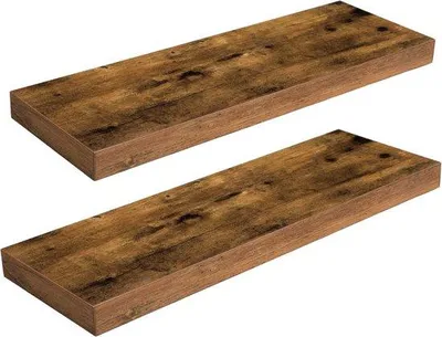 Produktbild von Schwebende Wandleisten-Set aus 2 - Rüstiges Braun Wandleisten mit Unsichtbaren Haltern für Schlafzimmer, Küche und Büro