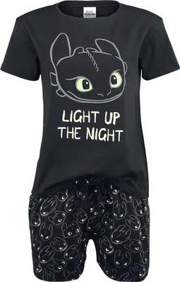 Produktbild von Drachenzähmen leicht gemacht Schlafanzug Damen Ohnezahn - Light Up schwarz XL