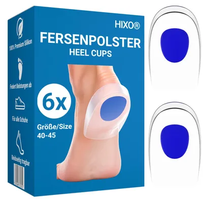 Produktbild von HIXO Fersenkissen aus Silikon – Fersenpolster Einlegesohlen Schuheinlagen Gr. 40-45
