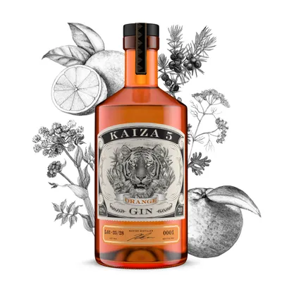 Produktbild von KAIZA 5 ORANGE GIN - 0,7 l - 43% | Spritzlebendige Gin-Kreation aus Kapstadt