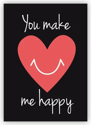 Produktbild von 4x Liebevolle Grußkarte für Lieblingsmenschen und beste Freundin mit großem Herz: You make me happy