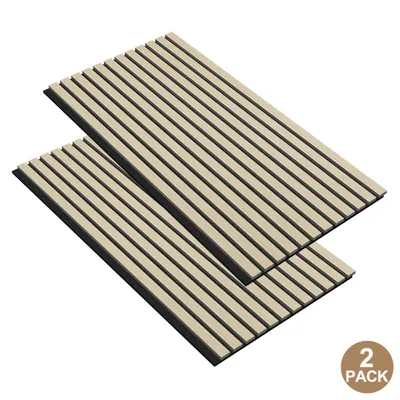 Obrázok produktu pre XMTECH akustický nástenný panel sada 2 akustických panelov 120 x 60 cm pre interiérové dekorácie stien v predsieni obývacej izby, vzhľad dreva, biely dub