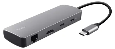 Produktbild von Trust 25672, USB Typ-C, HDMI, RJ-45, USB 3.2 Gen 1 (3.1 Gen 1) Type-A, USB 3.2 Gen 1 (3.1 Gen 1) Type-C, MicroSD (TransFlash), SD, Grau, 0,15 m, Windows 11
