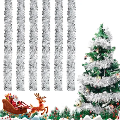 Lametta, silber, 2 m, 6 Stück, für Weihnachtsbaum und Deko