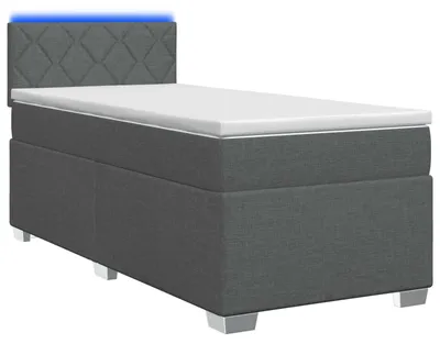 Immagine prodotto di Letto con rete a molle e materasso, colore grigio scuro, 80 x 200 cm, rivestito in tessuto