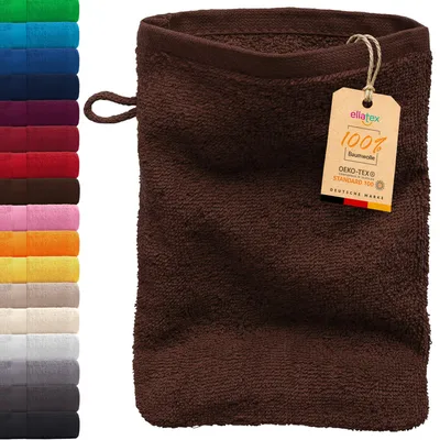 Produktbild von EllaTex PARIS Waschhandschuh 15x21 cm – 100% Baumwolle, 500 g/m² Frottier, weich & saugstark, in Farbe: Chocolate