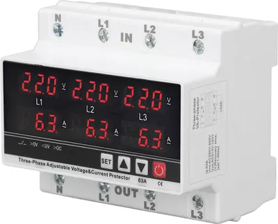 Produktbild von Unterspannungsschutz DIN-Schienenmontage, einstellbarer überstromschutz AC 120šC300 V, 63 A, 3-phasig, 3-adrig, 4-adrig