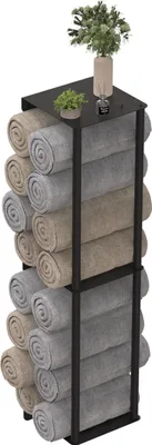 Produktbild von Relaxdays Handtuchhalter Wand, für gerollte Handtücher, Handtuchturm, HBT: 83,5x20x20 cm, Handtuchregal, Eisen, schwarz