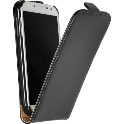 Produktbild von PhoneNatic Kunst-Lederhülle kompatibel mit Samsung Galaxy S4 - Flip-Case schwarz + 2 Schutzfolien
