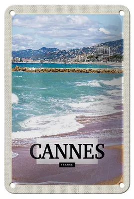 Produktbild von Blechschild Reise 12x18cm Cannes France Meer Strand Geschenk Schild