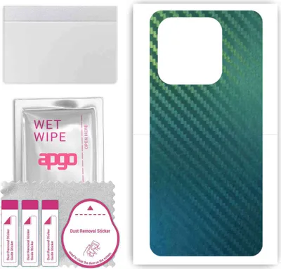 Produktbild von apgo Rückseite Schutzfolie, Skin, kompatibel mit Tecno Pop 7, Hinten Displayschutzfolie aus Vinylfolie, kratzfest, einfache Montage - Kohlenstoff-Chamäleon CAKA1