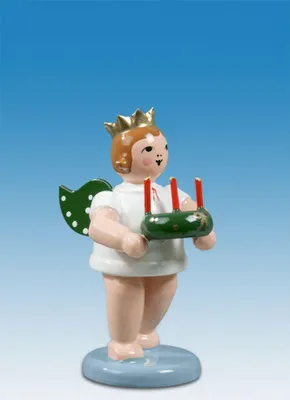 Produktbild von Holzfigur Engel mit Adventskranz ohne Krone Höhe 6cm NEU