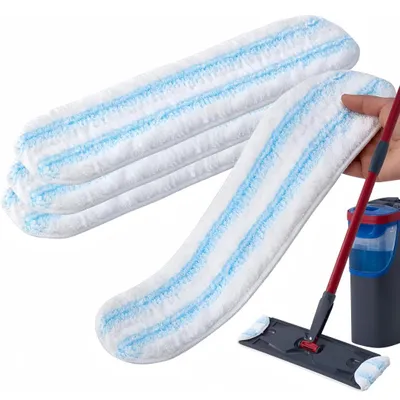 Produktbild von 4 Stück Mikrofaser Ersatzbezug für Vileda H2PrO Bodenwischer, Wischmopp Ersatzbezug, Wischbezug für alle Hartböden, Wiederverwendbar, Bodenreinigung