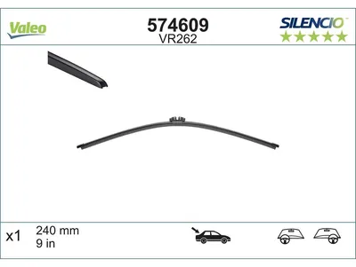Obrázok produktu pre Ploché čepele Silencio, zadný stierač - VR262 - 240 mm - 1 ks