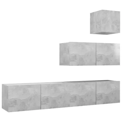 Produktbild von 4-tlg. TV-Schrank-Set Betongrau Holzwerkstoff