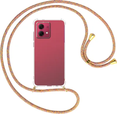Produktbild von Handykette Backcover-Schutzhülle mit Band (Metall goldfarben) für Motorola Moto G84 5G (6.5'') - Rainbow