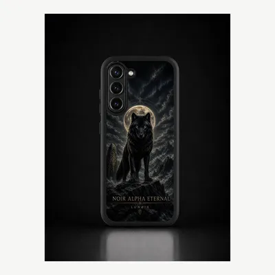 Productafbeelding van Samsung S23 hoesje, telefoonhoesje, beschermhoesje, case met een motief van een wolf – LUNØIR ©