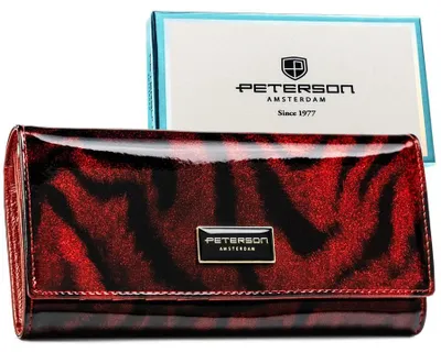 Obrázek produktu pro Peterson dámská peněženka RFID kožená červená lakovaná 18,5x9,5 cm