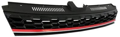 Immagine prodotto di Griglia anteriore centrale senza logo per VW Golf 7.5 VII restyling dal 2017 in poi, stile GTI, rosso e cromata.
