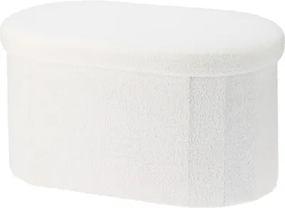 Zdjęcie produktu dla Podłużna pufa ze schowkiem boucle BINI, 71 x 39,5 x 39 cm