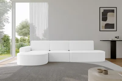 Produktbild von ALTDECOR Ecksofa mit Schlaffunktion und Bettkasten - MARI-L2-S - 368X167X85 - Weiß Corner Sofa Eckcouch Couch L-Form, links/rechts angeordnet, Schlafcouch Ausziehbar Wohnlandschaft
