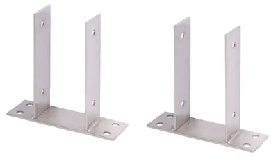Produktbild von Alberts 2 x U-Pfostenträger, zum Aufschrauben, Edelstahl, für Holzpfosten 91 mm, Höhe 200 mm