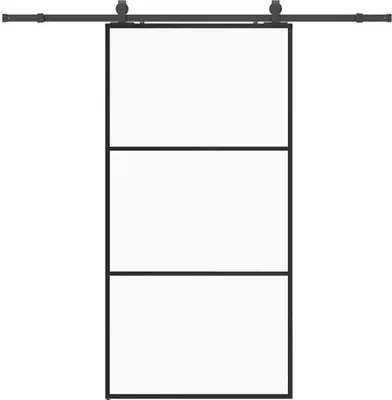 Produktbild von Schiebetür mit Beschlag Schwarz 102x205 cm ESG-Glas