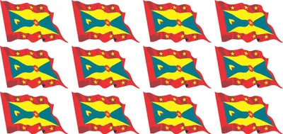 Produktbild von Mini Aufkleber Set - Pack wehend - 50x31mm - selbstklebender Sticker - Fahne - Grenada - Flagge / Banner / Standarte fürs Auto, Büro, zu Hause und die Schule - 12 Stück
