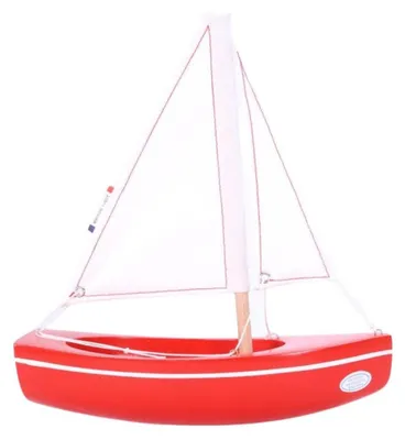 Image de Maison Tirot Le Sloop Rouge - Bateau en bois 21cm