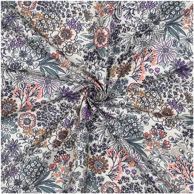 Baumwoll-Stoff Wildblumen ab 1m x 148 cm Popline Stoff Sommerstoff Oeko-Tex Meterware weiß