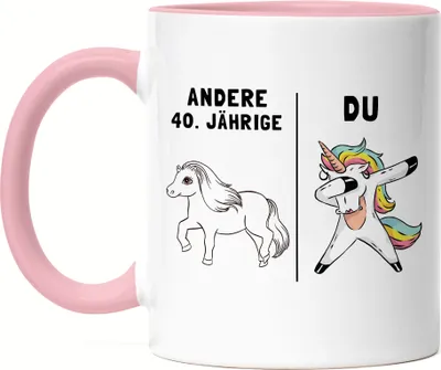 Produktbild von 40. Geburtstag Tasse Rosa mit Spruch Frauen Lustig Einhorn 40 Jahre Geschenk-Idee Andere 40 Jährige