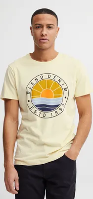 Produktbild von Blend BHBammer Herren T-Shirt Kurzarm Shirt mit Print Rundhals-Ausschnitt Frontprint hochwertige Baumwoll-Qualität