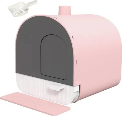 Produktbild von Katzentoilette mit Deckel, Streuschaufel, Schmutzfangmatte, Kunststoff, Rosa