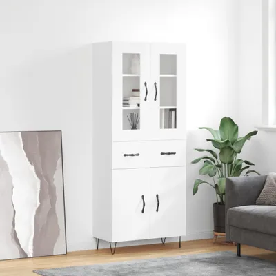 Produktbild von "Rabatt" Mehrzweckschrank/Vitrine/ Highboard - Modernes Design - Weiß 69,5x34x180 cm Holzwerkstoff - Kommoden CC8658