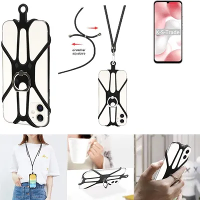 Produktbild von K-S-Trade 3in1 Handykette Handyband Handykordel Halsband Smartphone-Ring Handy-Ring kompatibel mit Xiaomi Mi 10 Lite Zoom Edition Fingerhalterung
