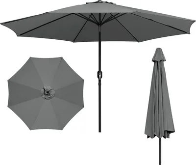 Produktbild von Faziango Sonnenschirm Ø350cm, Gartenschirm, ohne knickbar, Schirmtuch mit PA-Beschichtung, UV-Schutz bis UPF 50+, ohne Ständer, grau