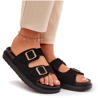 Produktbild von Damen Sandalen Mit Schnallen Auf Korksohle Schwarz Sercele 38