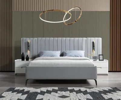 Produktbild von Schlafzimmer-Set mit Bett und 2 Nachttischen im modernen Design