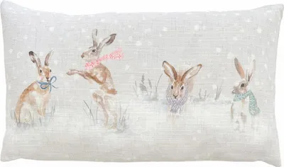 Obrázek produktu pro Evans Lichfield - povlak na polštář "Zasněžení zajíci", vánoční design RV2719 (50 cm x 30 cm) (přírodní bílá/hnědá)