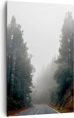 Produktbild von Bild auf Leinwand - Leinwandbild - Einteilig - Weg Nebel Straße - 80x120cm - Wand Bild - Wanddeko - Wandbilder - Leinwanddruck - Wanddekoration - Leinwand bilder - Wandbild - PA80x120-5168