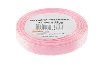Zdjęcie produktu dla Wstążka satynowa w kropki różowa 12mmx22m